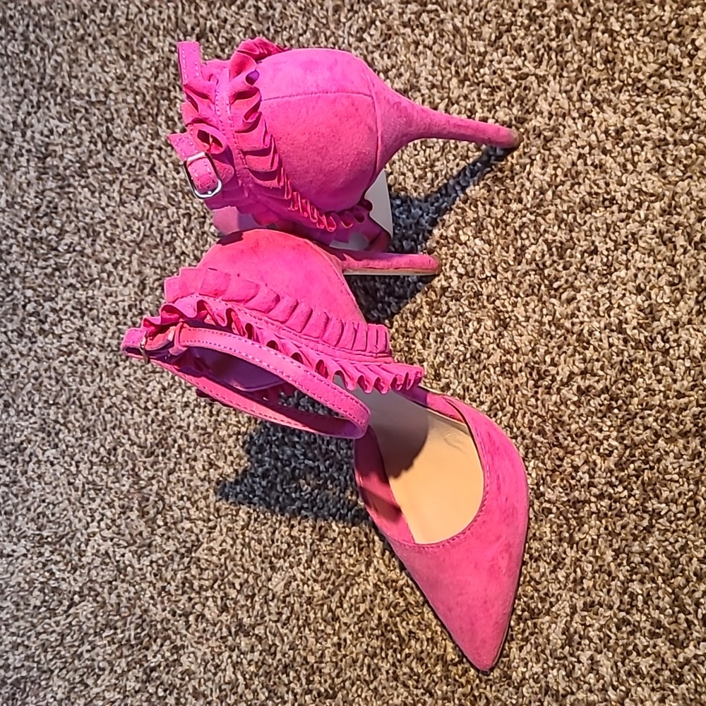 Hot Pink Ruffle High Heels - Picture 2 of 4